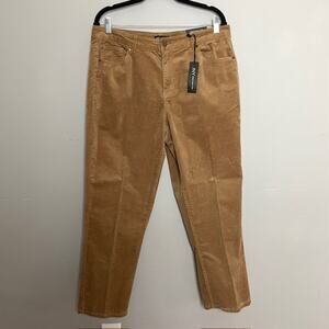 JNY Jones New York Corduroy Pants Size 14 Camel Straight Leg NWT Stretch
